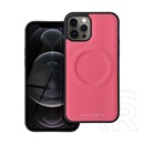 Roar Apple iPhone 12 Pro mag morning szilikon telefonvédő (eco bőr hatású, mikrofiber plüss belső, magsafe) rózsaszín