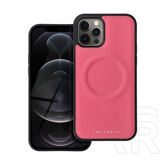 Roar Apple iPhone 12 Pro mag morning szilikon telefonvédő (eco bőr hatású, mikrofiber plüss belső, magsafe) rózsaszín