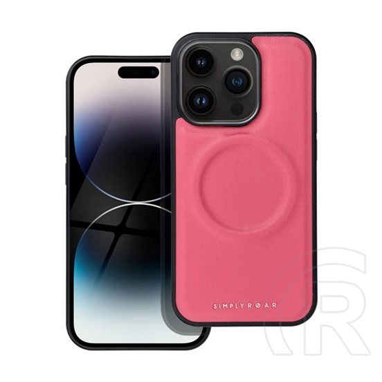Roar Apple iPhone 14 Pro mag morning szilikon telefonvédő (eco bőr hatású, mikrofiber plüss belső, magsafe) rózsaszín