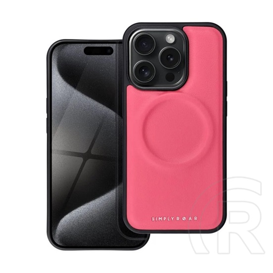 Roar Apple iPhone 15 Pro mag morning szilikon telefonvédő (eco bőr hatású, mikrofiber plüss belső, magsafe) rózsaszín