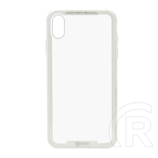Roar Glass Airframe védő Apple iPhone XS Max 6.5 szilikon keret (BUMPER, közepesen ütésálló, edzett üveg hátlap) fehér