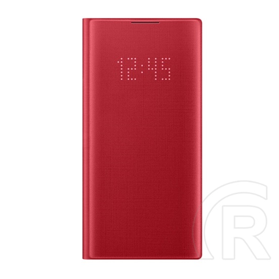 SAMSUNG Samsung Galaxy Note 10 (SM-N970F) tok álló (aktív Flip, bankkártya tartó, LED kijelző, textil minta) piros