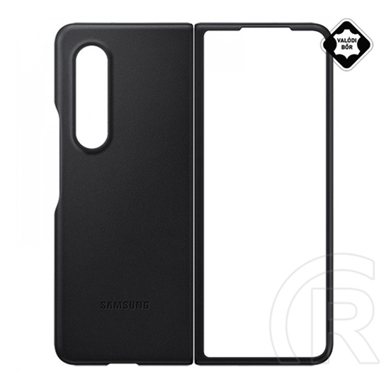 SAMSUNG Samsung Galaxy Z Fold3 5G (SM-F926) műanyag telefonvédő (valódi bőr hátlap) fekete