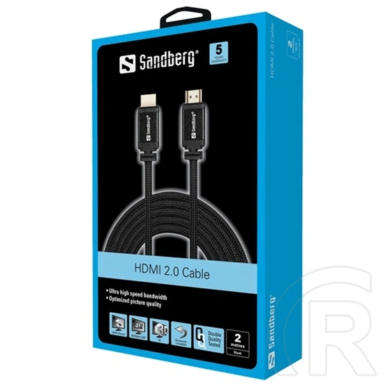 SANDBERG HDMI kábel (HDMI 2.0, 19M-19M, 2 m, fekete)