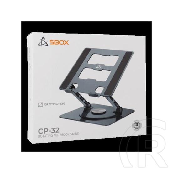 SBOX CP-32 asztali notebook állvány (10"-17", 360° forgatható, 5 kg, alumínium, szilikon, szürke)