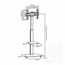 SBOX FS-500 gurulós konferencia állvány (37"-70", VESA 200x200-600x400, max 40 kg, ezüst/fekete)