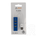 SBOX H-204 USB hub (4xUSB-A, USB 2.0, 480 Mbps, kábel 0,1 m, kék)