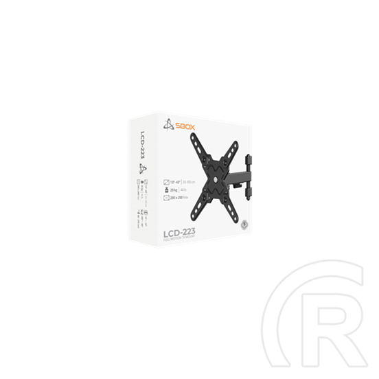 SBOX LCD-223-2 fali konzol (13"-43", 33-109 cm, dönthető, forgatható, VESA 200x200, 20 kg)