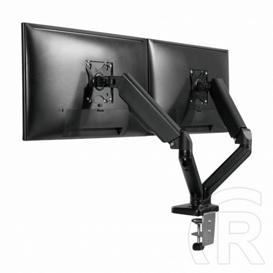 SBOX LCD-S024 dupla asztali monitor tartó konzol (13"-27", VESA 75x75/100x100, max. 6 kg, dönthető, forgatható, fekete)