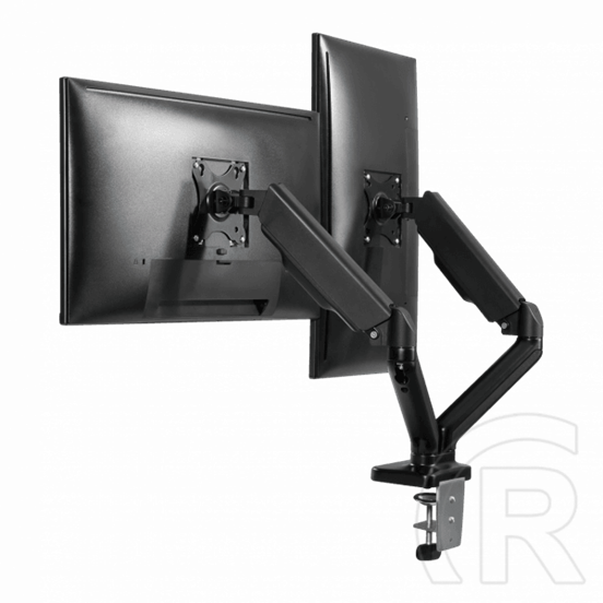 SBOX LCD-S024 dupla asztali monitor tartó konzol (13"-27", VESA 75x75/100x100, max. 6 kg, dönthető, forgatható, fekete)
