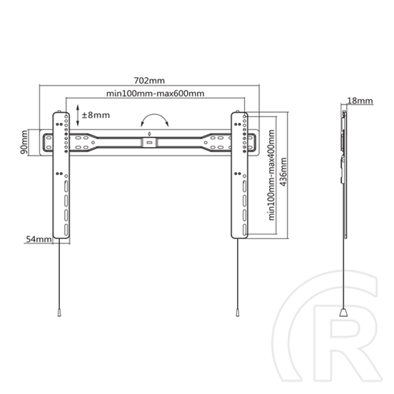 SBOX PLB-5746F fix falitartó (37-70", 35 kg, VESA 600x400 mm, fekete)