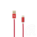 SBOX USB adat- és töltőkábel (USB A dugó / C dugó, 1,5 m, piros)