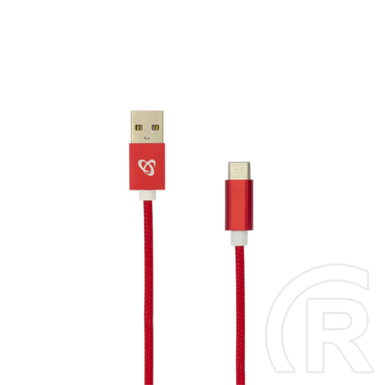 SBOX USB adat- és töltőkábel (USB A dugó / C dugó, 1,5 m, piros)