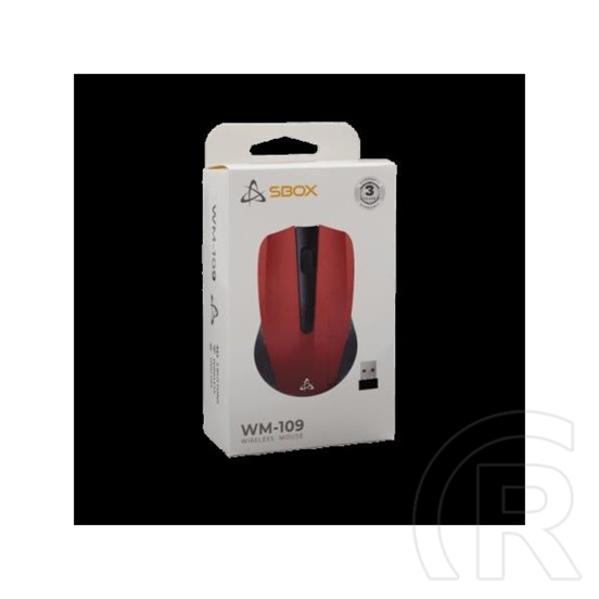 SBOX WM-109R vezeték nélküli egér (1000 DPI, 3 gomb, optikai, 2,4 GHz USB, piros)