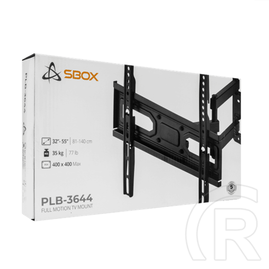 SBOX fali konzol PLB-3644-2 (32"-55", max. 35 kg, VESA 400x400, dönthető, fekete)