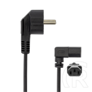 SBOX tápkábel (Schuko E/F / IEC C13, 2 m, fekete, 90°)