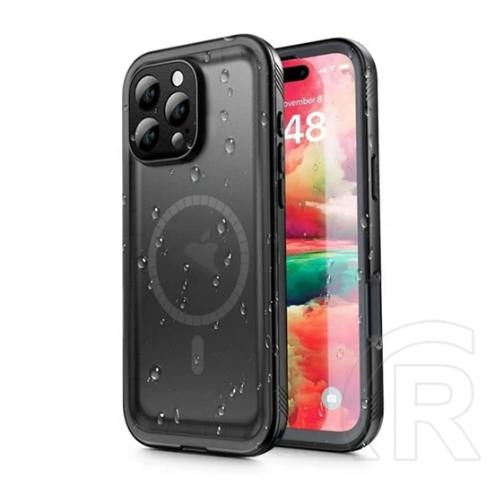SHELLBOX iPhone 16 Pro dot műanyag telefonvédő (360°-os védelem, erős ütésállóság, műanyag előlap, ip68, magsafe) fekete