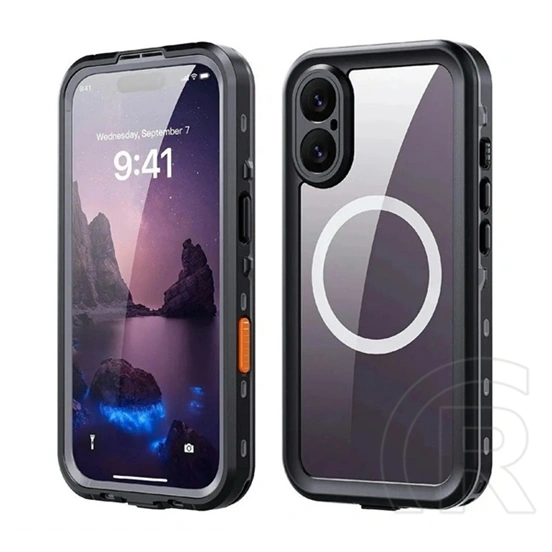 SHELLBOX iPhone 17 dot műanyag telefonvédő (360°-os védelem, erős ütésállóság, műanyag előlap, ip68, magsafe) fekete