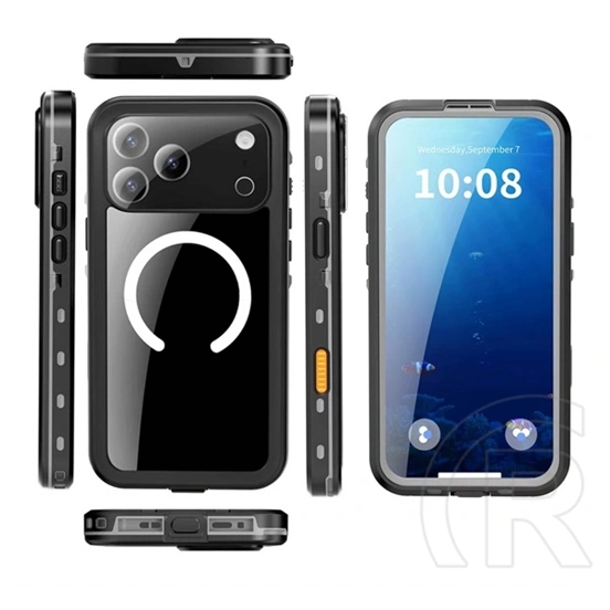 SHELLBOX iPhone 18 Pro  műanyag telefonvédő (360°-os védelem, erős ütésállóság, műanyag előlap, ip68, magsafe) fekete