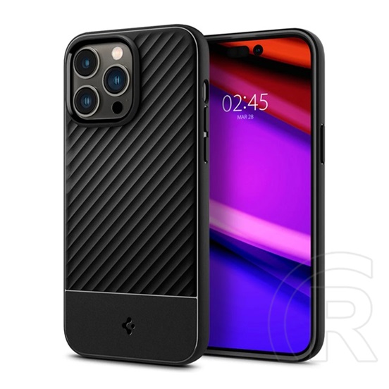 SPIGEN Apple iPhone 14 Pro core armor szilikon telefonvédő (közepesen ütésálló, kamera védelem, csíkos minta) fekete