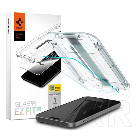 SPIGEN EZ FIT képernyővédő üveg iPhone 16 Plus (2.5D, tokbarát, ultravékony, 0.2mm, 9H + segédkeret) átlátszó
