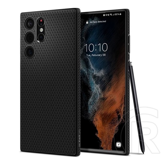 SPIGEN Samsung Galaxy S22 Ultra 5G (SM-S908) liquid air védő (közepesen ütésálló, légpárnás sarok, rombusz minta) fekete