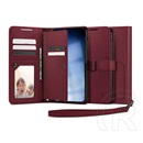 SPIGEN Samsung Galaxy S23 Plus (SM-S916) wallet s plus tok álló, bőr hatású (flip, textil minta) burgundy