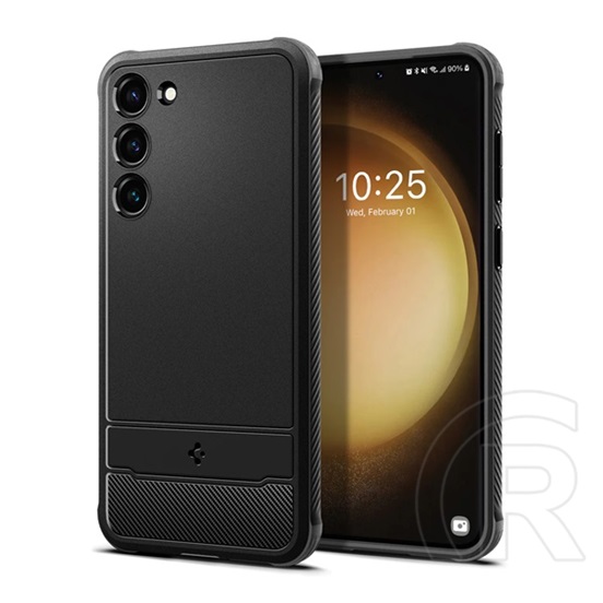 SPIGEN Samsung Galaxy S23 (SM-S911) rugged armor védő (közepesen ütésálló, légpárnás sarok, karbon minta) fekete