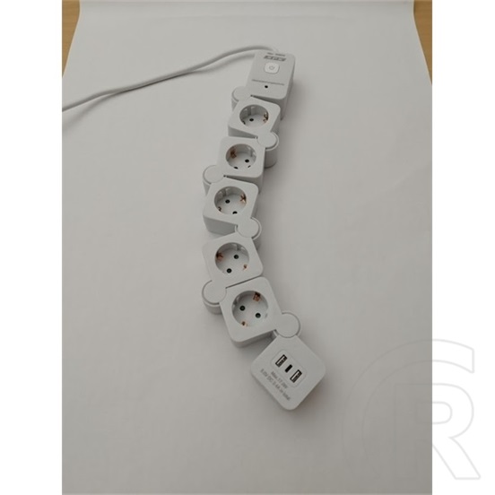 SPS GRBKSCU05C túlfeszültségvédő elosztó (5 DIN, 2 USB, 1 USB-C, 1,5 m)