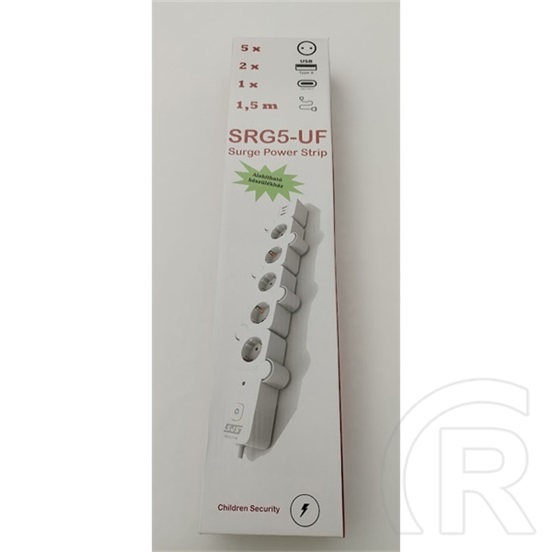 SPS GRBKSCU05C túlfeszültségvédő elosztó (5 DIN, 2 USB, 1 USB-C, 1,5 m)