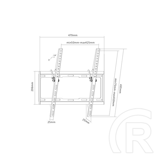 SUNNE fali konzol (32"-55" univerzális, dönthető, VESA 400x400mm, max 35 kg)