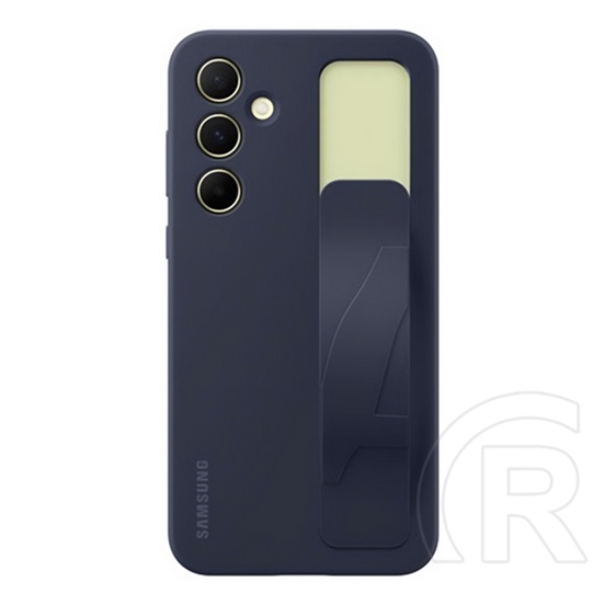 Samsung Galaxy A55 5G (SM-A556) szilikon telefonvédő (matt, beépített szíj) sötétkék