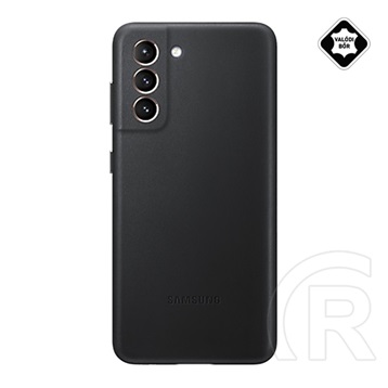 Samsung Galaxy S21 Plus (SM-G996) 5G műanyag telefonvédő (valódi bőr hátlap) fekete