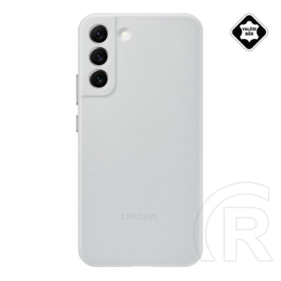 Samsung Galaxy S22 Plus 5G (SM-S906) műanyag telefonvédő (valódi bőr hátlap) világosszürke