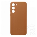 Samsung Galaxy S23 Plus (SM-S916) műanyag telefonvédő (valódi bőr hátlap) barna