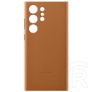 Samsung Galaxy S23 Ultra (SM-S918) műanyag telefonvédő (valódi bőr hátlap) barna