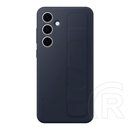 Samsung Galaxy S24 FE (SM-S721)szilikon telefonvédő (matt, beépített szíj, kitámasztó) sötétkék