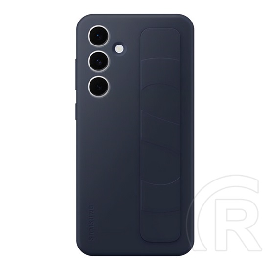 Samsung Galaxy S24 FE (SM-S721)szilikon telefonvédő (matt, beépített szíj, kitámasztó) sötétkék