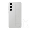 Samsung Galaxy S24 FE (SM-S721)szilikon telefonvédő (matt, beépített szíj, kitámasztó) világosszürke