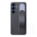 Samsung Galaxy S25 Plus (SM-S936) szilikon telefonvédő (matt, beépített szíj, kitámasztó) fekete