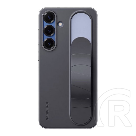 Samsung Galaxy S25 Plus (SM-S936) szilikon telefonvédő (matt, beépített szíj, kitámasztó) fekete