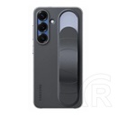Samsung Galaxy S25 (SM-S931) szilikon telefonvédő (matt, beépített szíj, kitámasztó) fekete