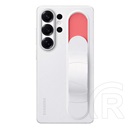 Samsung Galaxy S25 Ultra (SM-S938) szilikon telefonvédő (matt, beépített szíj, kitámasztó) fehér