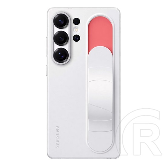 Samsung Galaxy S25 Ultra (SM-S938) szilikon telefonvédő (matt, beépített szíj, kitámasztó) fehér