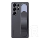 Samsung Galaxy S25 Ultra (SM-S938) szilikon telefonvédő (matt, beépített szíj, kitámasztó) fekete