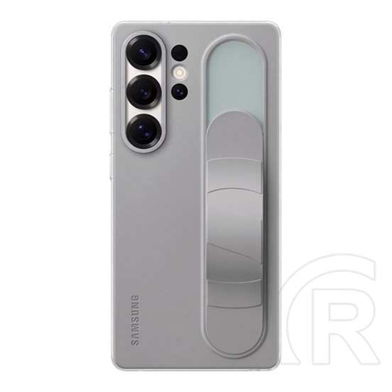 Samsung Galaxy S25 Ultra (SM-S938) szilikon telefonvédő (matt, beépített szíj, kitámasztó) világosszürke