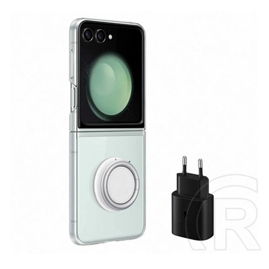 Samsung Galaxy Z Flip5 5G (SM-F731) kezdőcsomag ( tok + telefontartó gyűrű + hálózati töltő type-c aljzat, 25w) átlátszó