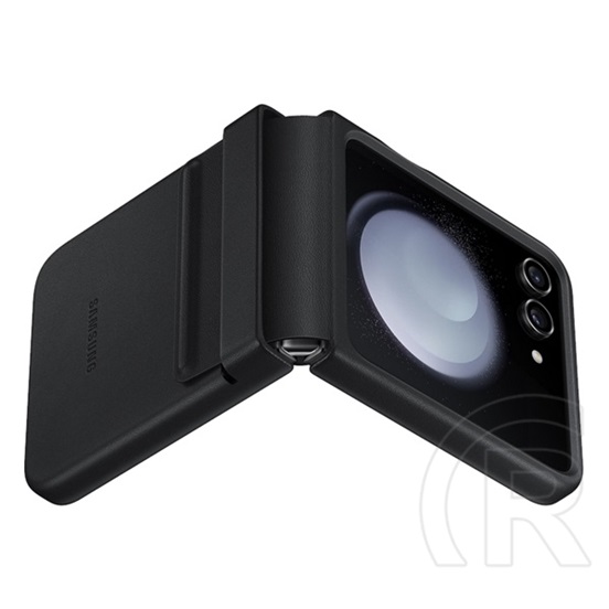 Samsung Galaxy Z Flip5 5G (SM-F731) műanyag telefonvédő (eco bőr hatású hátlap) fekete