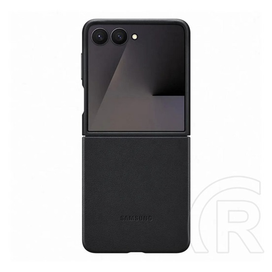 Samsung Galaxy Z Flip7 (SM-F766) műanyag telefonvédő (eco vegán bőr hátlap) fekete