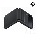 Samsung Galaxy Z Flip 4 (SM-F721) műanyag telefonvédő (valódi bőr hátlap) fekete